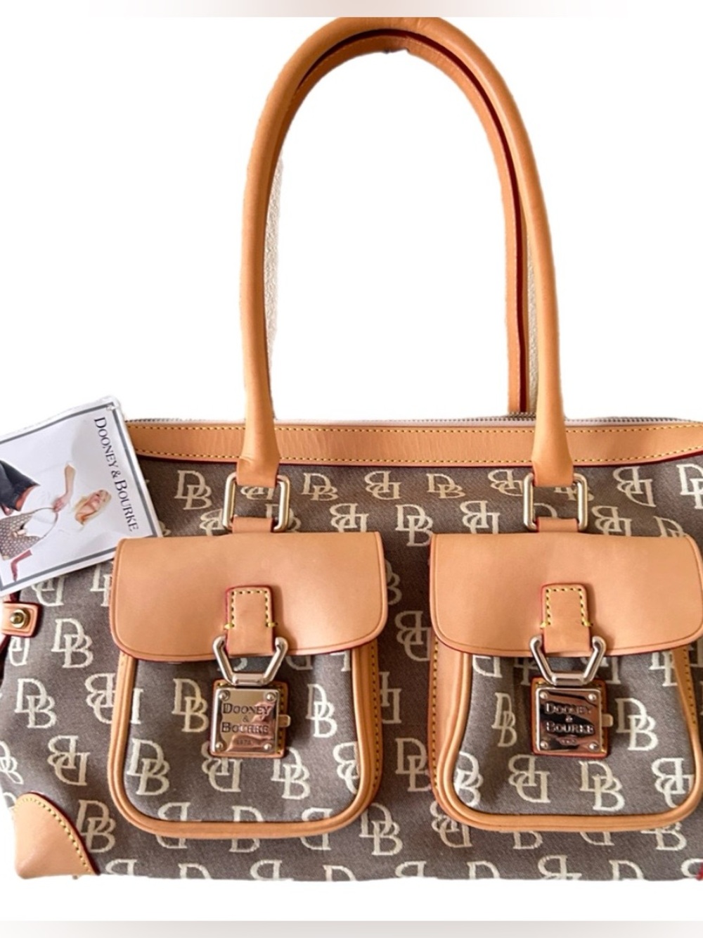 Dooney & Bourke Vintage 1975 Signature Double Pocket Satchel Shoulder Bag Y2K